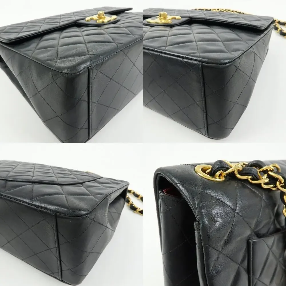 Chanel Jumbo Matelasse 34 Lambskin Flap Bag Black